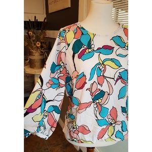 Worthington Floral Flowy Chiffon Blouse